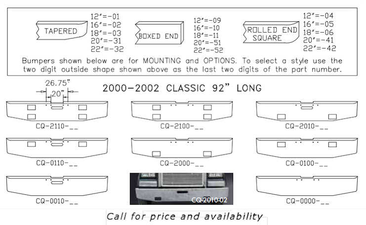 Freightliner Classic Bumper Style List