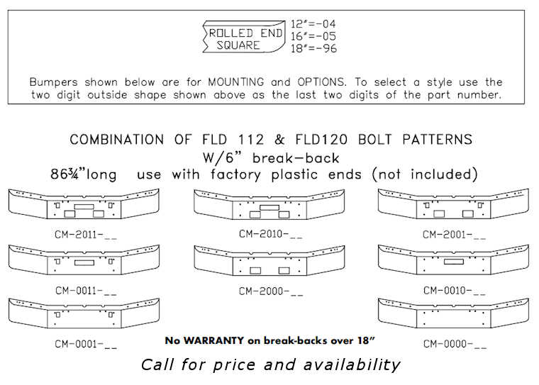 Freightliner FLD120 FLD112 Bumper Style List