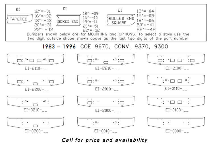 International COE 9670 9370 9300 Bumper Style List