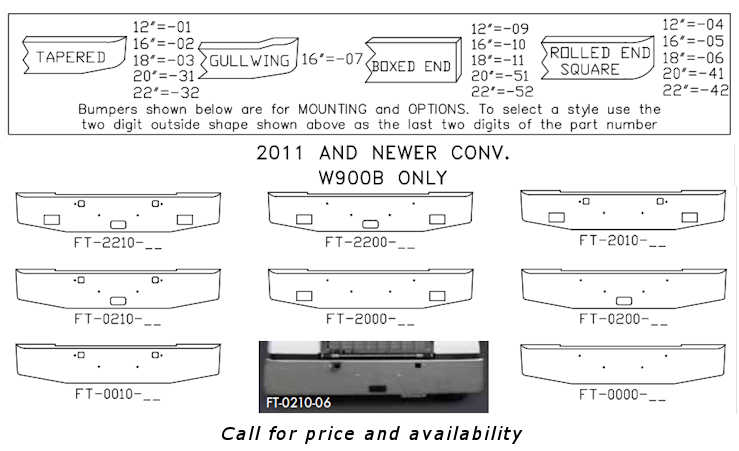 Kenworth W900B Bumper Style List