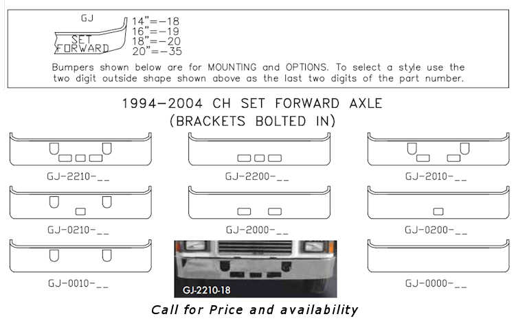 Mack CH613 Bumper style list