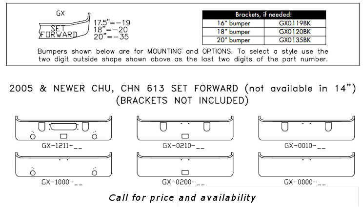 Mack CHN613 Bumper style list