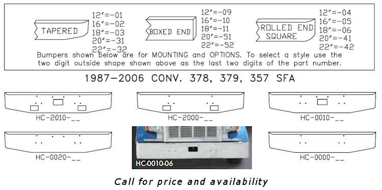 Peterbilt 378 379 Bumper Style List