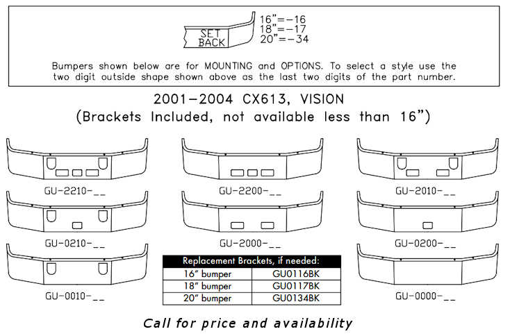 Mack VISION CX613 Bumper style list