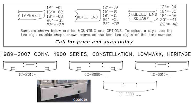 Western Star 4964 Constellation And Heritage Bumper Style List