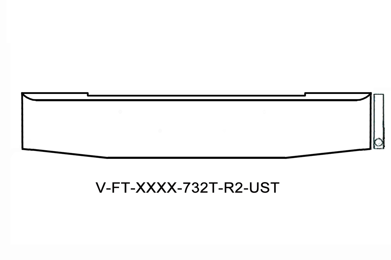 140-FT-XXXX-732T-R2-UST Aftermarket, Fits Kenworth W900B bumper 18" Tall tapered boxed ends with side light holes