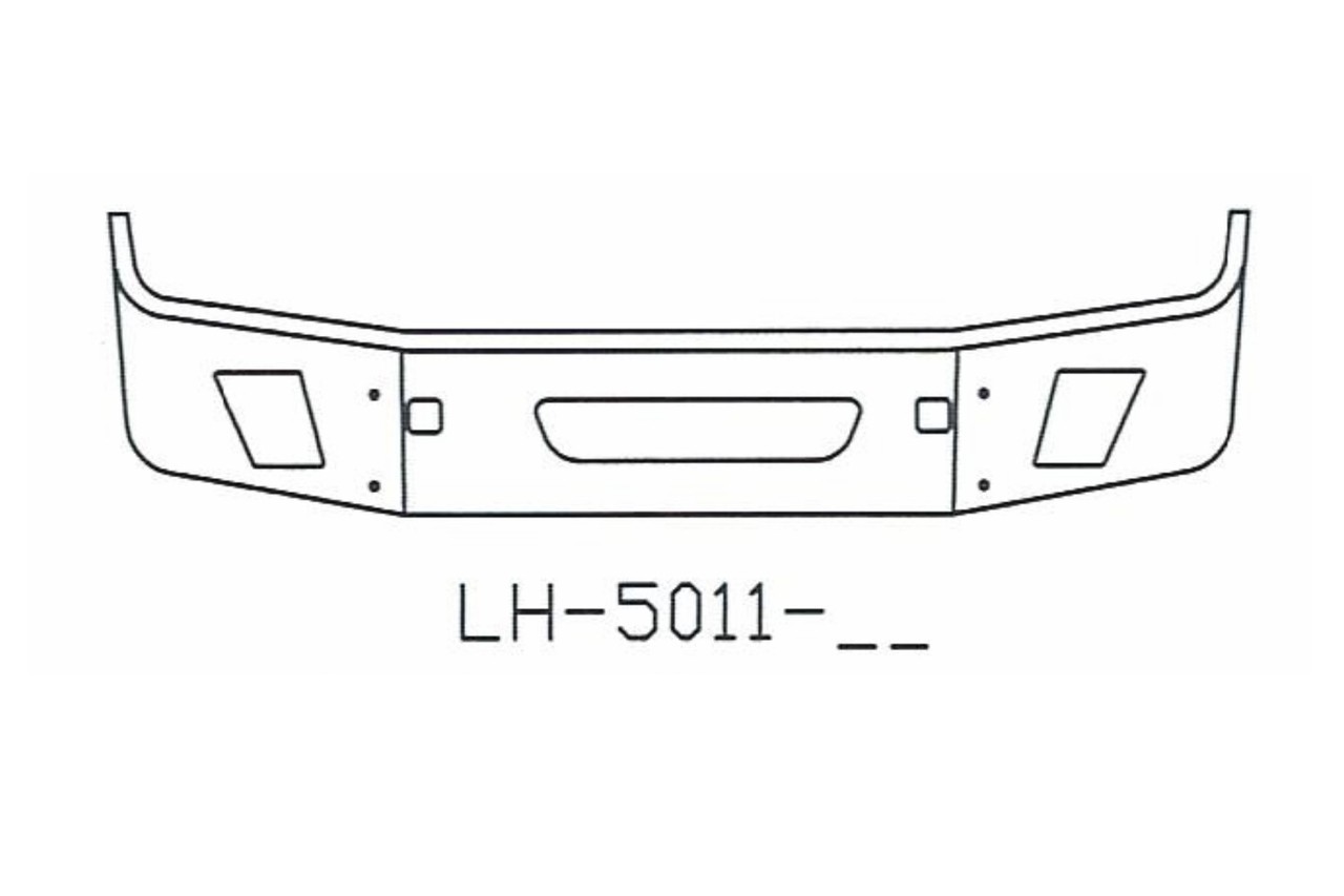 180-LH-5011-16 Aftermarket, Fits 2004 to 2017 Volvo VNL 630 670 780 Bumper SBA 16" Tall with Fog Light, Step, and Tow Holes